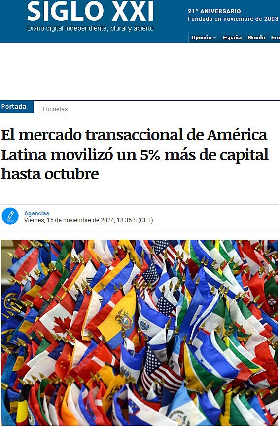 El mercado transaccional de Amrica Latina moviliz un 5% ms de capital hasta octubre